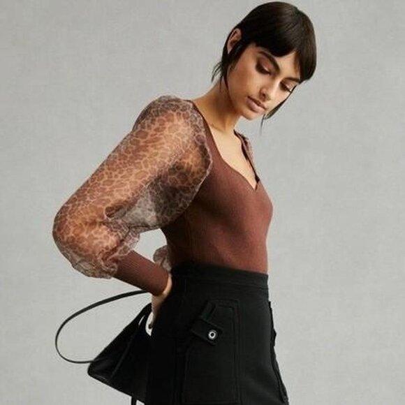 Anthropologie Puff Sleeve Blouse by Dolan Left Coast Collection - Picture 2 of 8